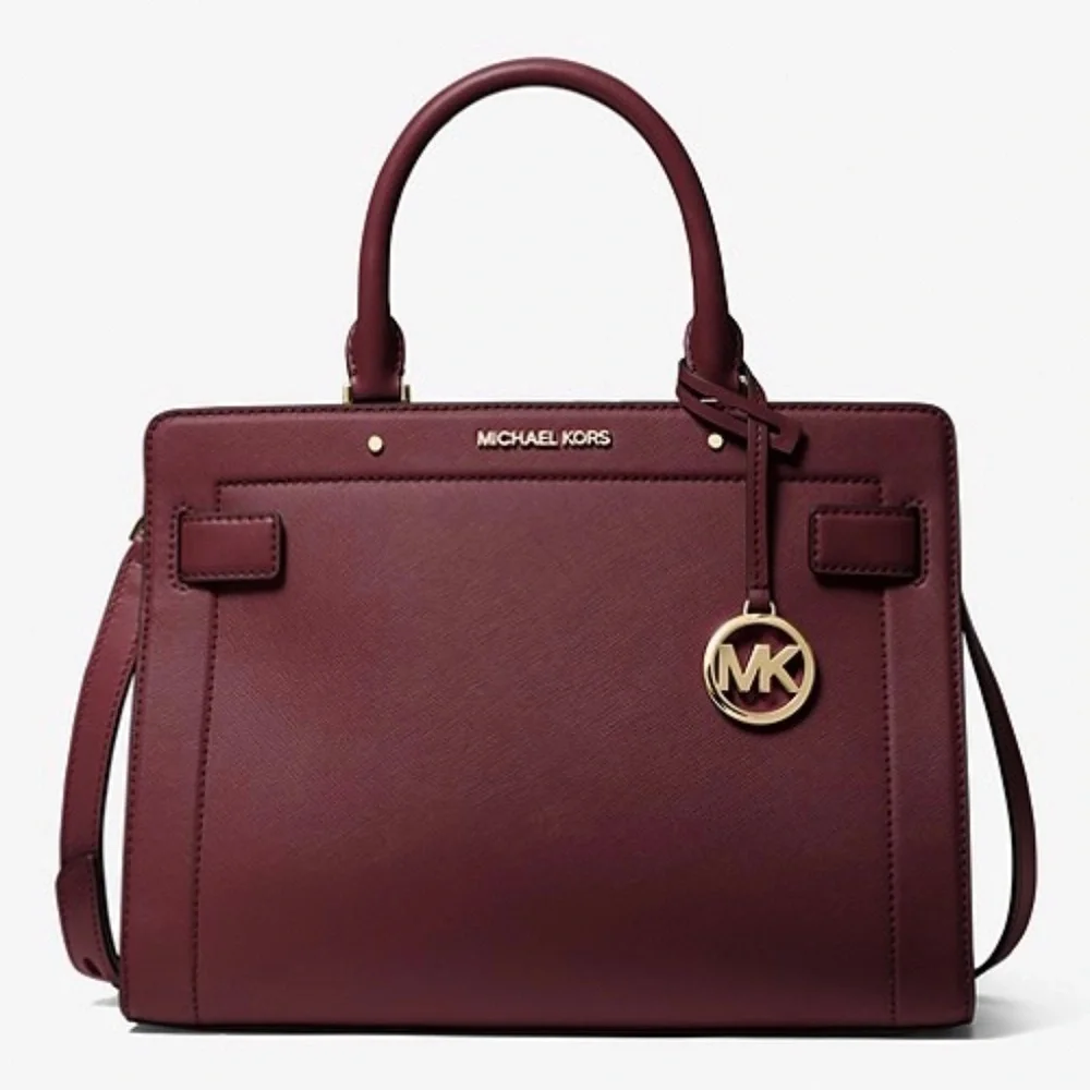 New Michael Kors Rayne Medium Saffiano Leather Satchel in Color Merlot